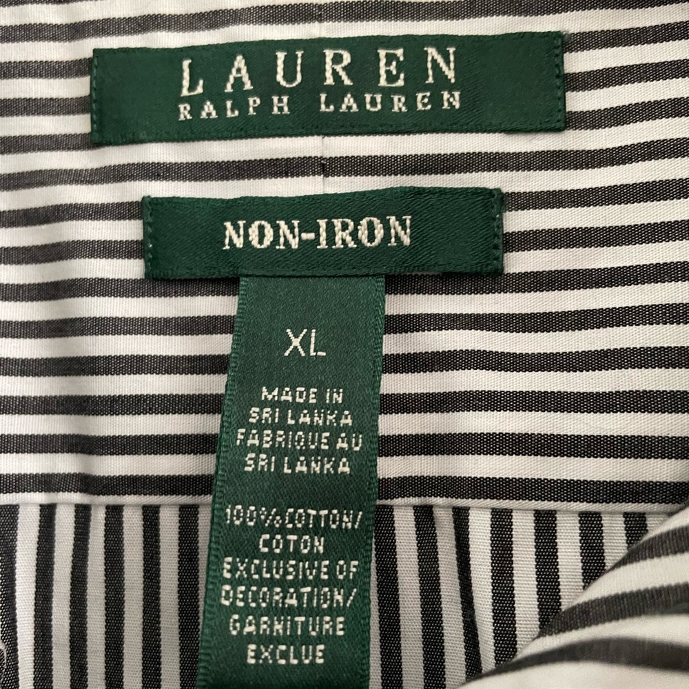 Ralph Lauren Black and White Vertical Stripe Button-Down Shirt - Picture 2 of 6